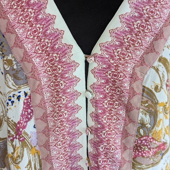 Free People Catch Me If You Can Small Oversized V-neck Peasant Blouse Pastel - Picture 13 of 16